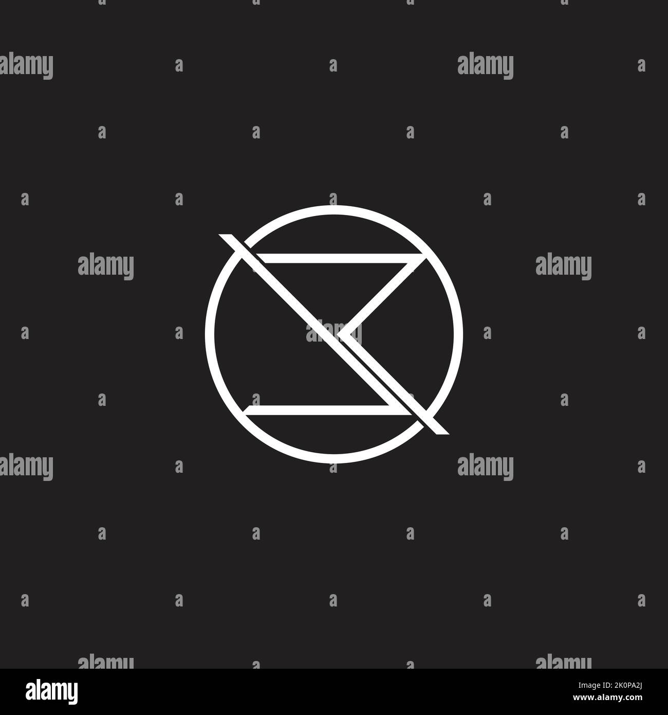 letter rl circle thin line geometric logo vector Stock Vector