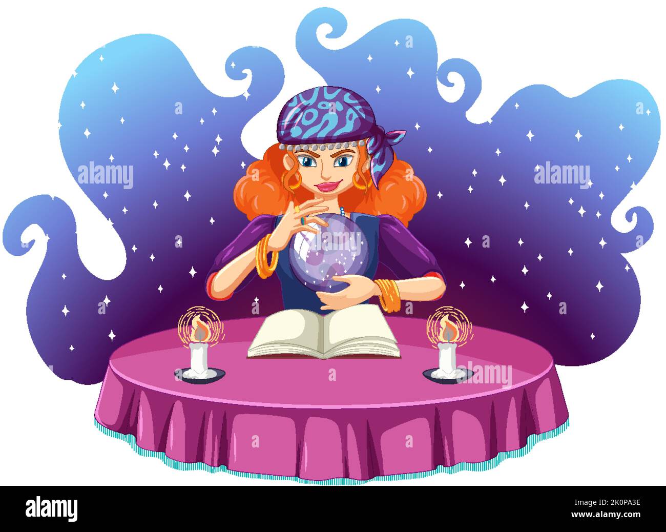 Fortune teller and crystal ball illustration Stock Vector Image & Art