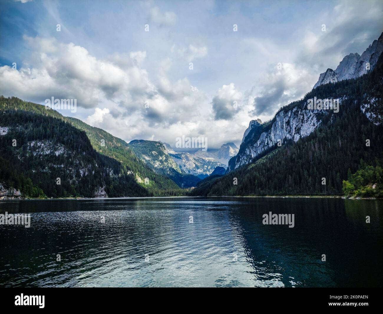 The Gosausee lake in Salzburg Austria waterlevel viewpoint Stock Photo