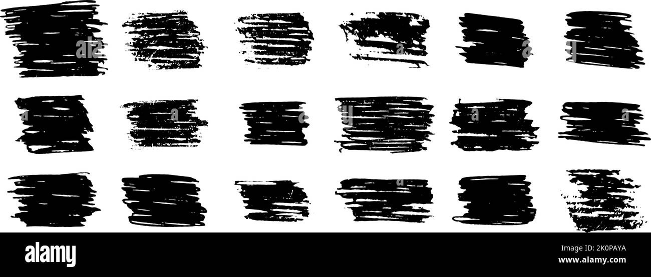 Black paint brush stroke set. Ink brush strokes, brushes, lines Stock