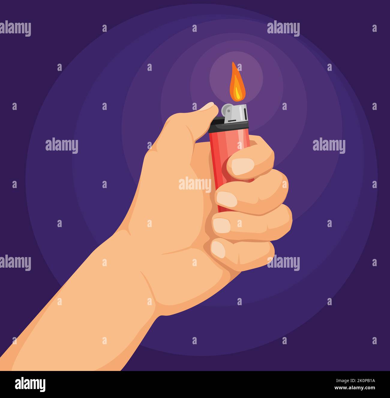 Hand hold lighter. Smoker arm holding lighters for burn fire cigarette