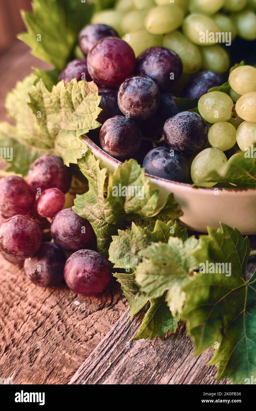 Grapes on wooden table. High quality photo Stock Photo