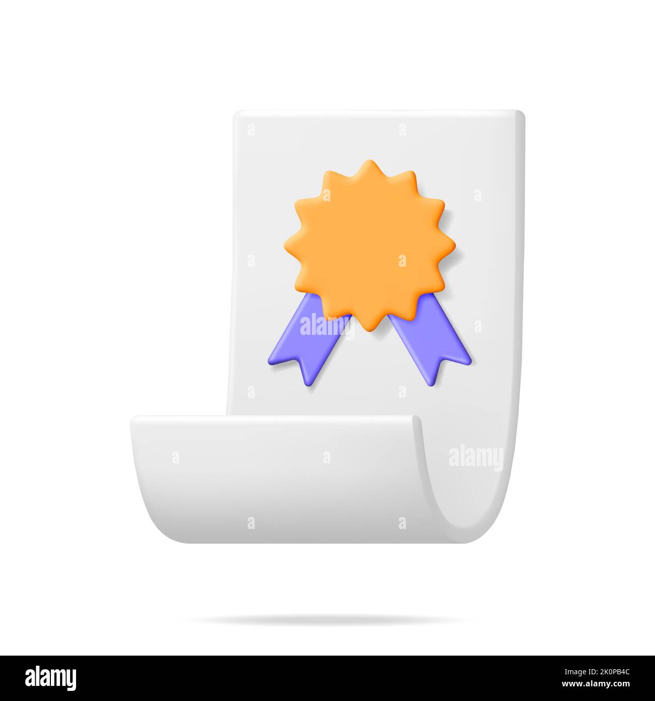 3D White Paper Scroll with Rubber Stamp Stock Vector