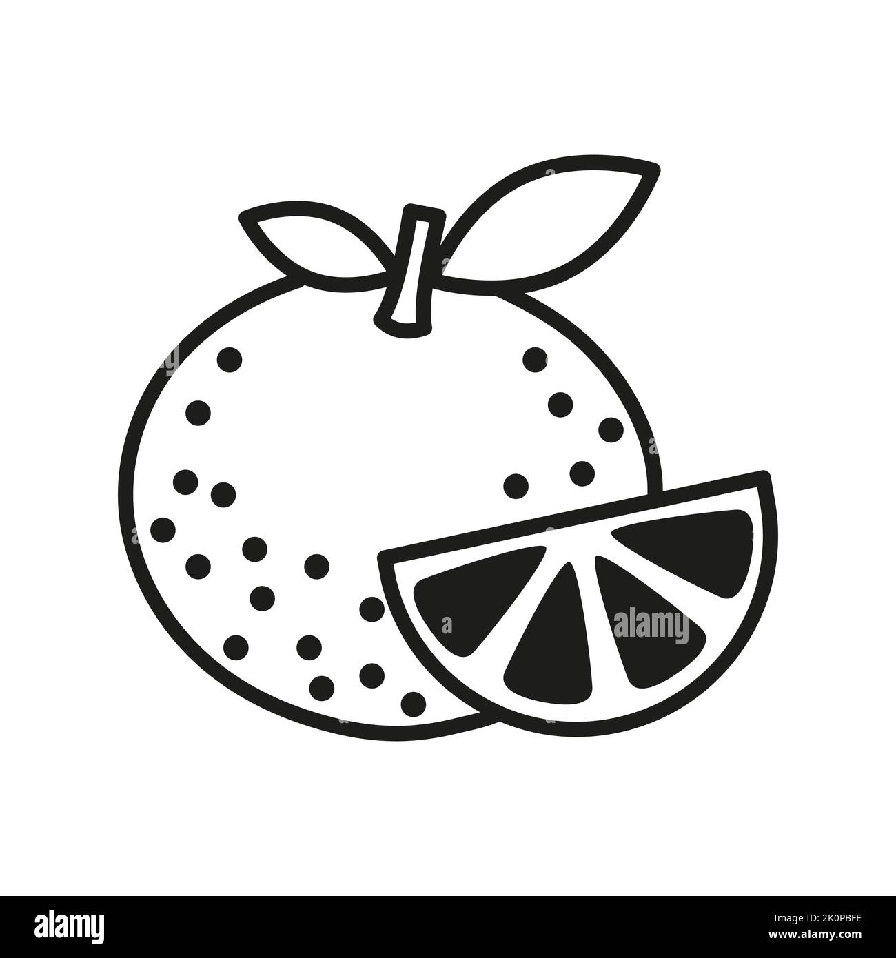 Vector fruit logo design. Black and white fruit orange icon Stock