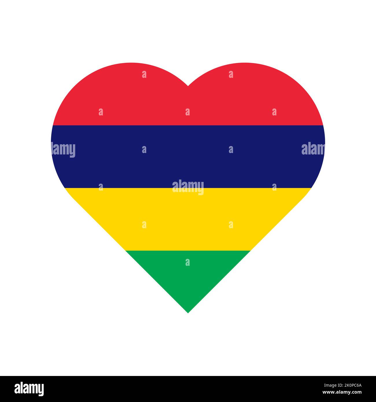 Mauritius vector flag heart on white background Stock Vector