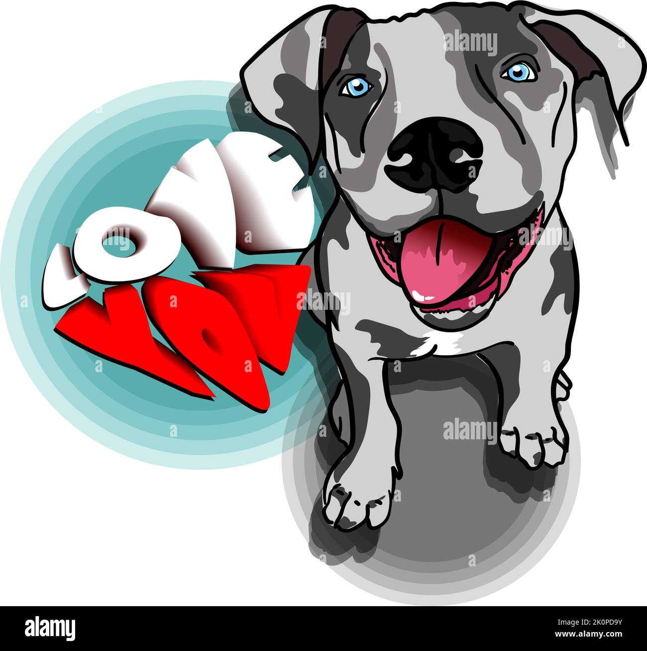 WHITE PUPPY VECTOR WITH TEXT I LOVE YOU Stock Vector