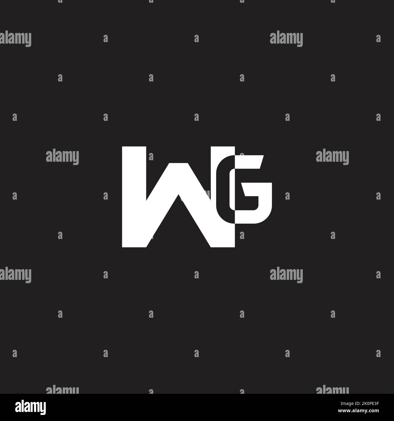 letter wg simple geometric font logo vector Stock Vector