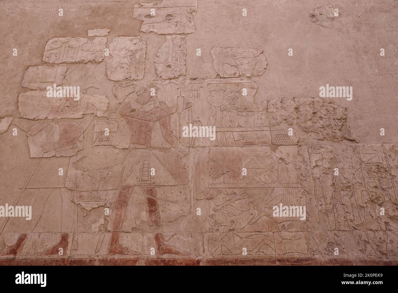 Luxor, Egypt November 13, 2020 Ancient Egyptian Painting on the Walls near the Door of