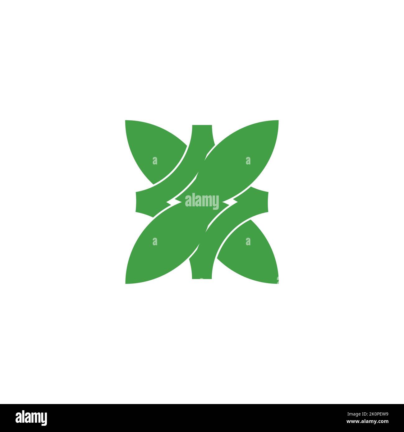 green linked leaf square geometric decoration vector Stock Vector