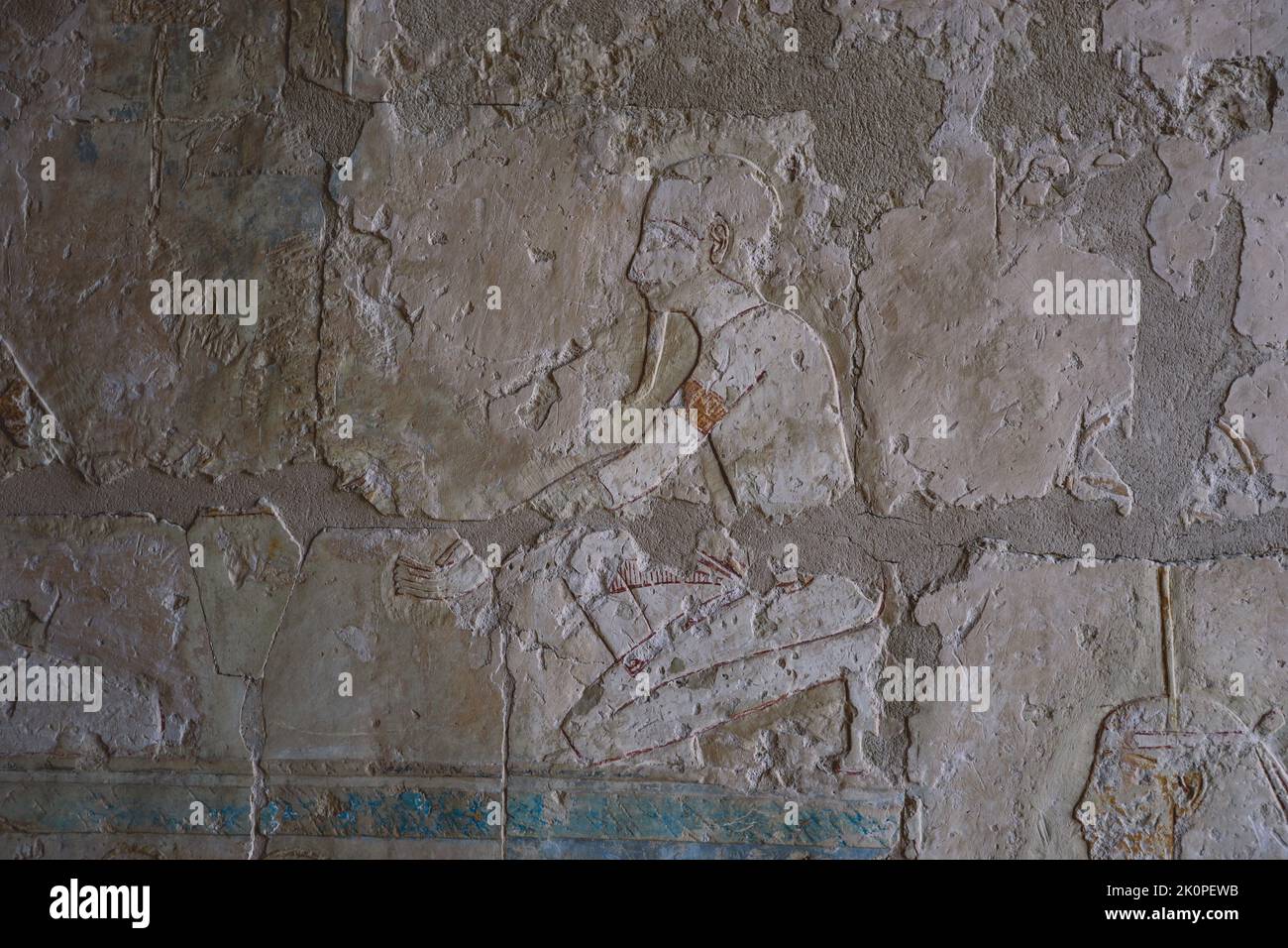 Luxor, Egypt November 13, 2020 Ancient Egyptian Painting on the Walls near the Door of