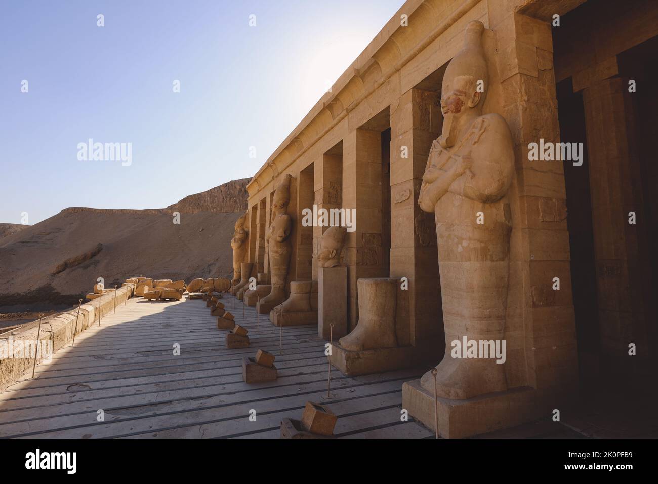 Ancient Egyptian God Statues in the Mortuary Temple of Hatshepsut near