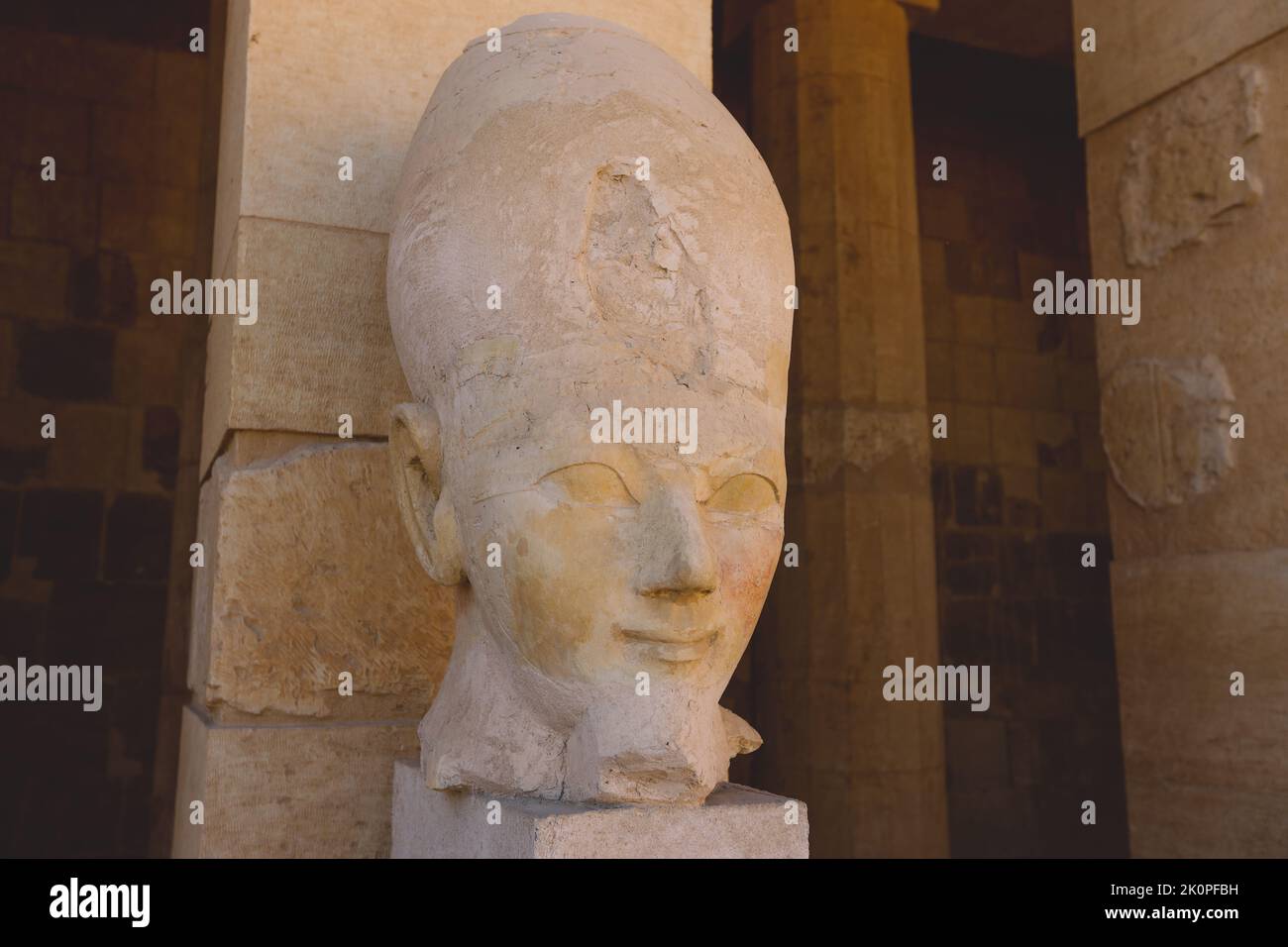 Ancient Egyptian God Statues in the Mortuary Temple of Hatshepsut near