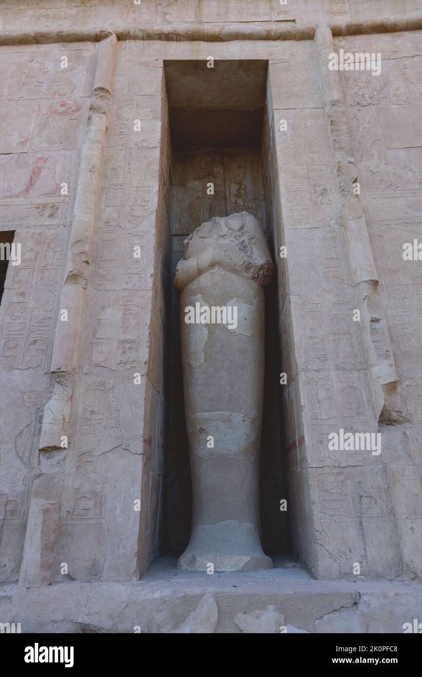 Ancient Egyptian God Statues in the Mortuary Temple of Hatshepsut near