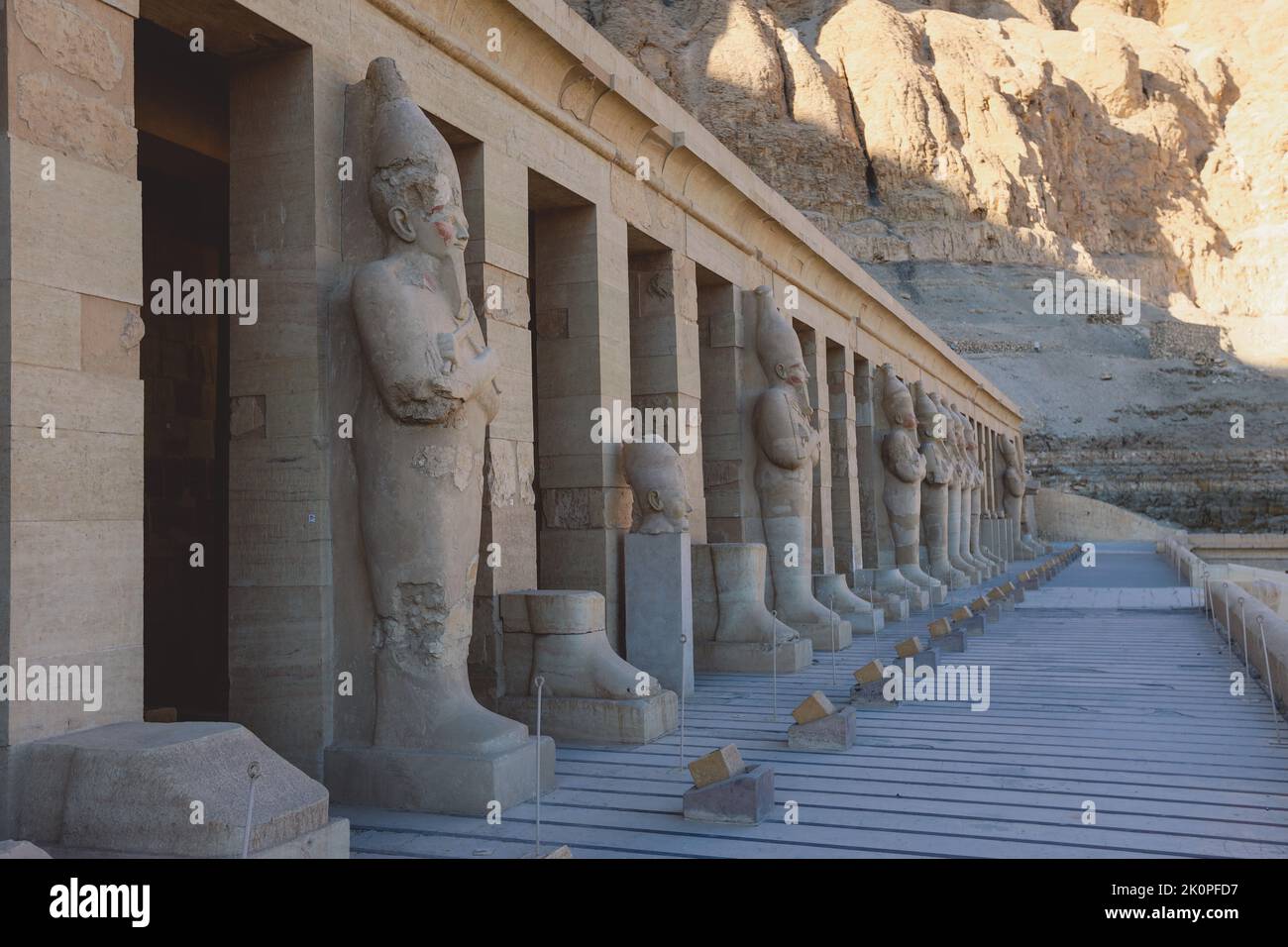 Ancient Egyptian God Statues in the Mortuary Temple of Hatshepsut near