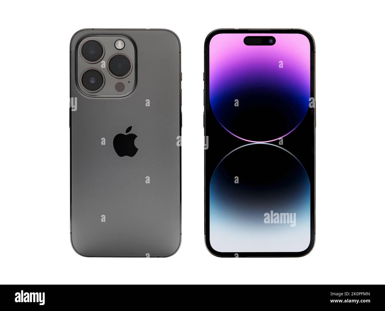 Antalya, Turkey - September 08, 2022: Newly released iphone 14 pro mockup set with back and front angles Stock Photo
