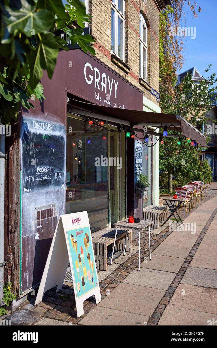 Gravy Cph, small informal cafe/restaurant on Øster Farimagsgade, Copenhagen, Denmark Stock Photo