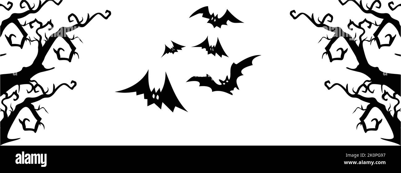 A vector of tree branches and bats for Halloween isolated on the white ...