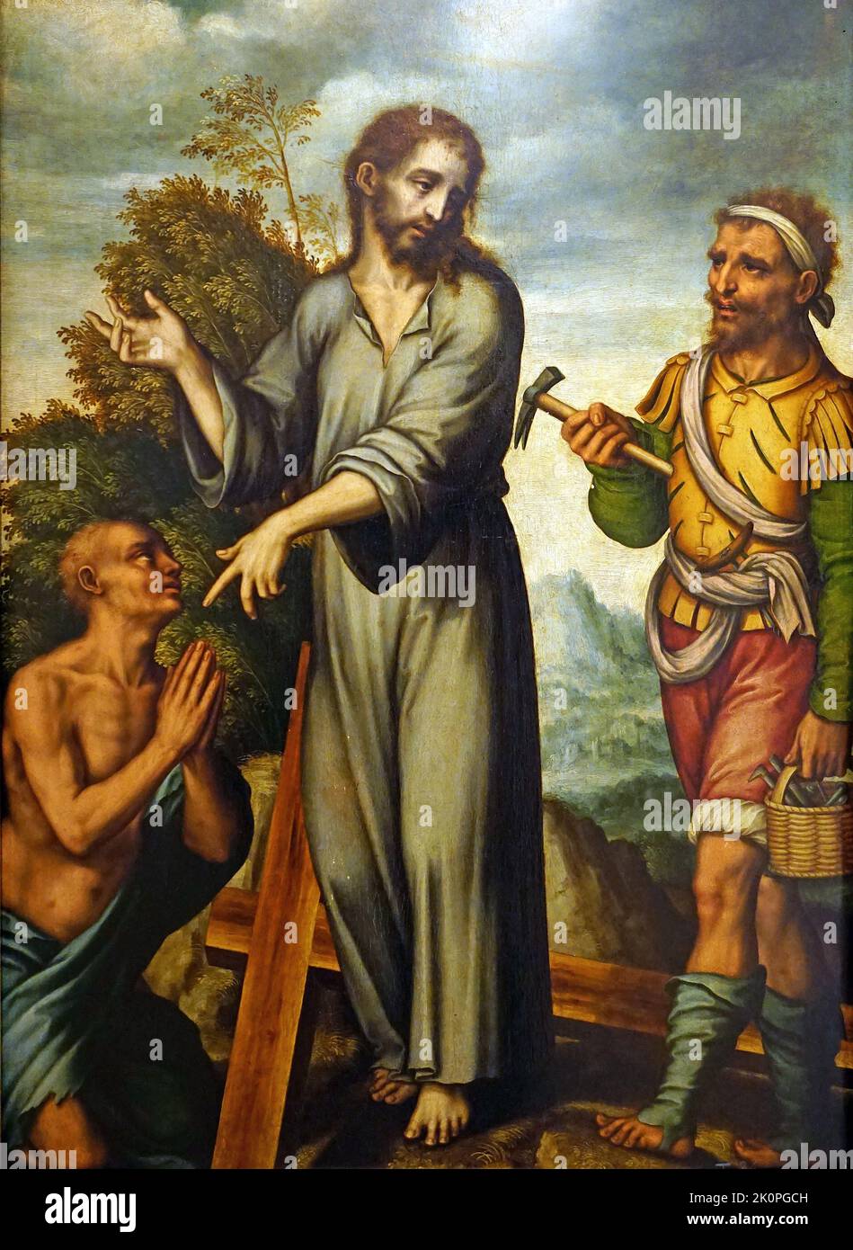 Christ justifying his passion 1562 by spanish painter Luis de Morales (c. 1510-1586) Stock Photo