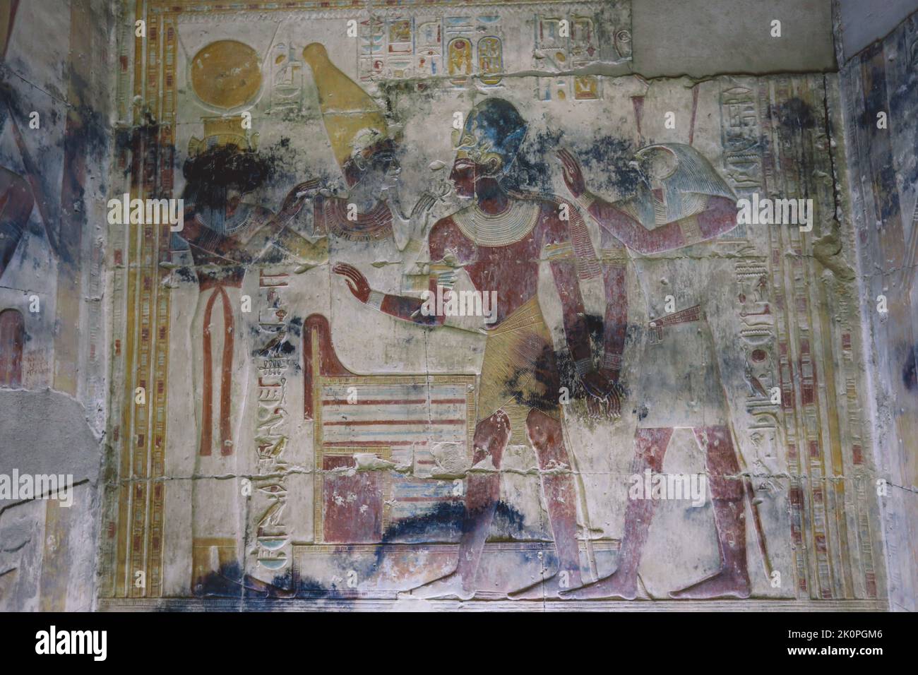 Ancient Egyptian Drawing on the Walls of the temple of Seti I also