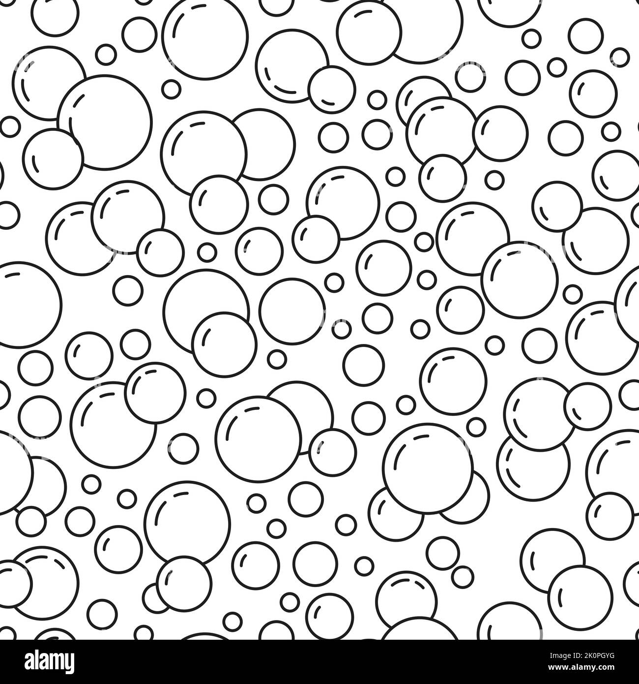 Soap bubble pattern. Seamless print of shower foam, fizzy drink or