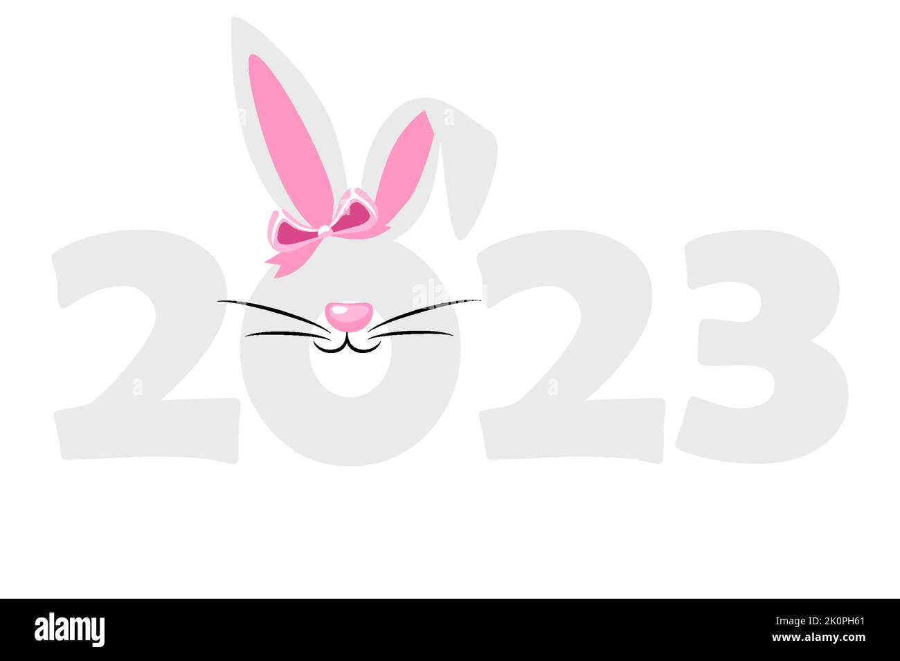 Happy New Year 2023, Rabbit Zodiac. Greeting card template Stock Vector