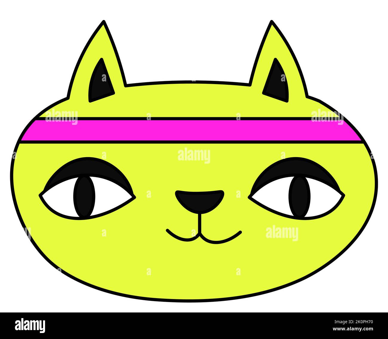 Cat character with head band, portrait of kitty Stock Vector Image