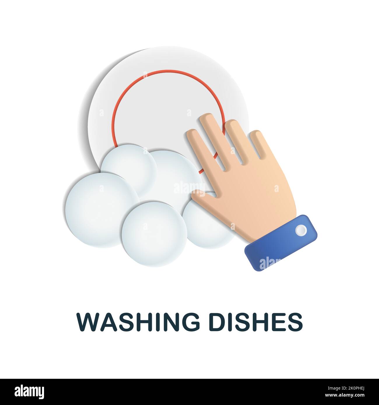 Washing Dishes icon. 3d illustration from cleaning collection. Creative