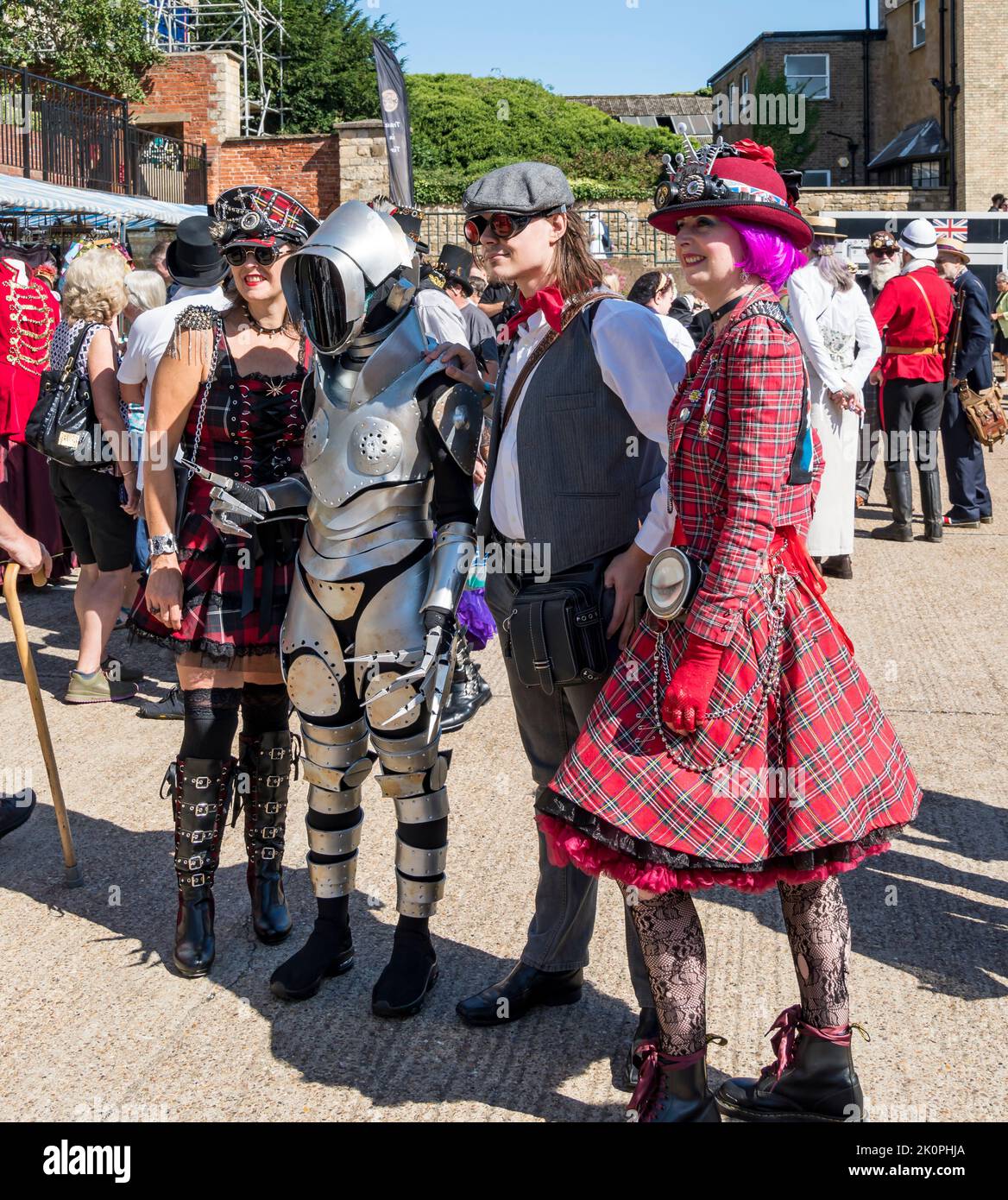 Four Steampunkers in group photo Lincoln Steampunk Festival, Lincoln 2022 Stock Photo