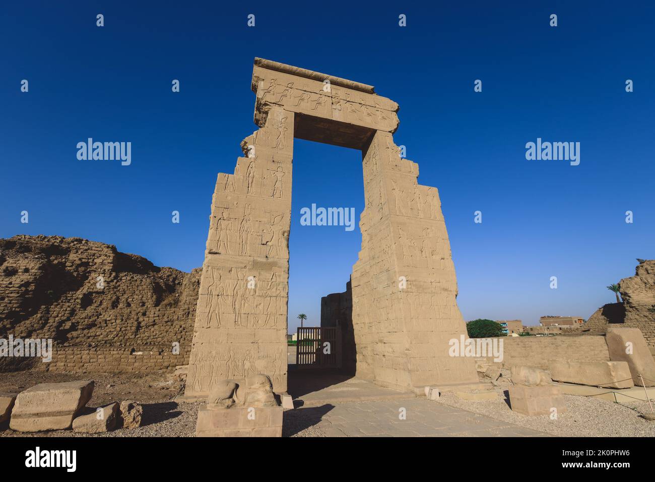 Outdoor View to an Ancient Egyptian Dendera Temple complex in south