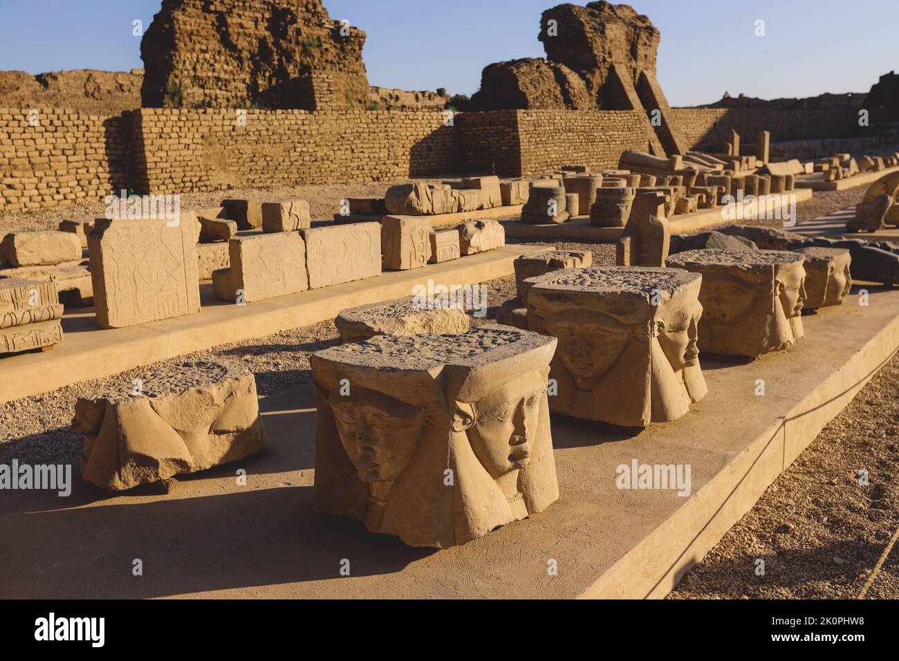 Outdoor View to an Ancient Egyptian Dendera Temple complex in south