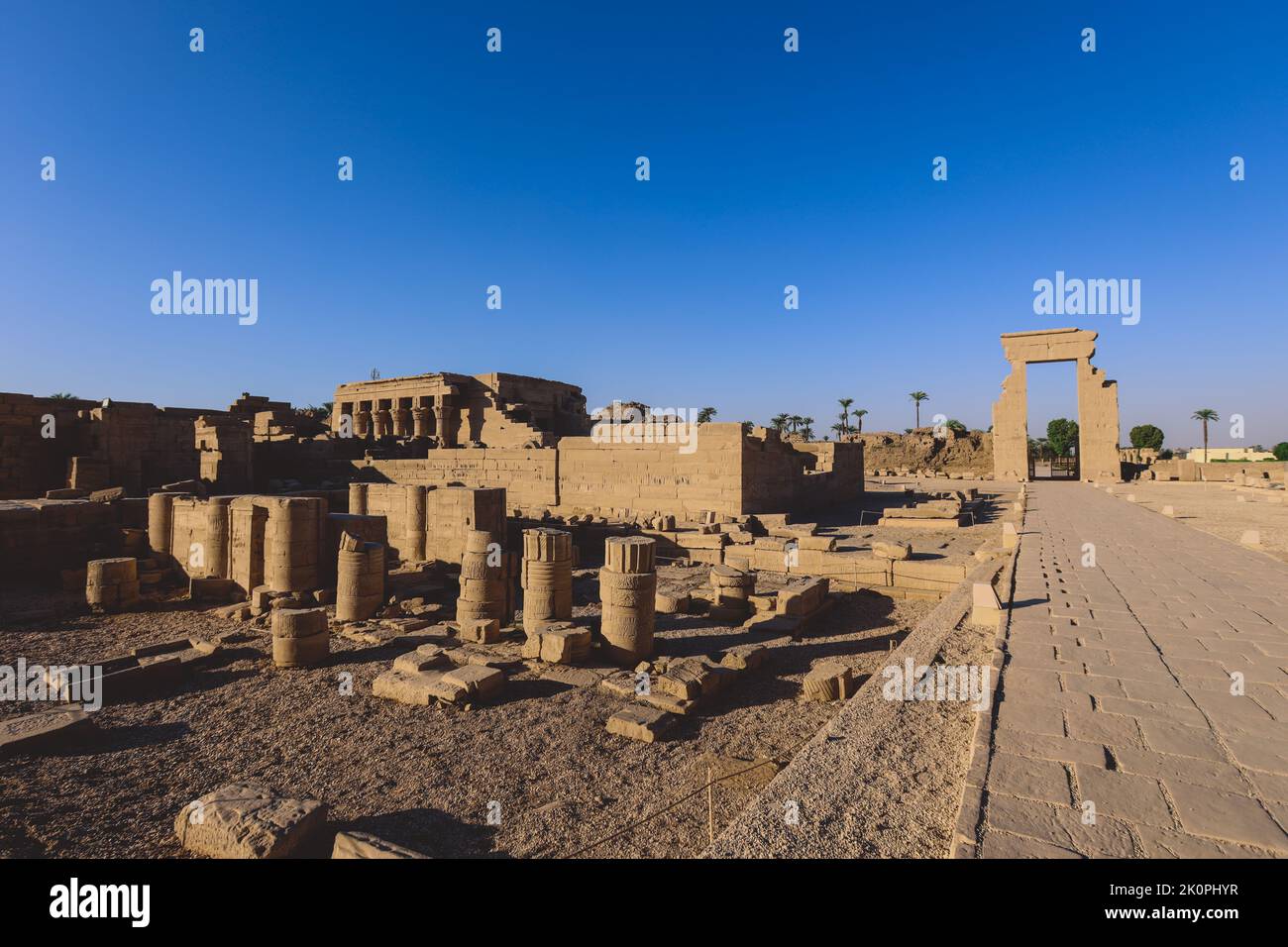 Outdoor View to an Ancient Egyptian Dendera Temple complex in south