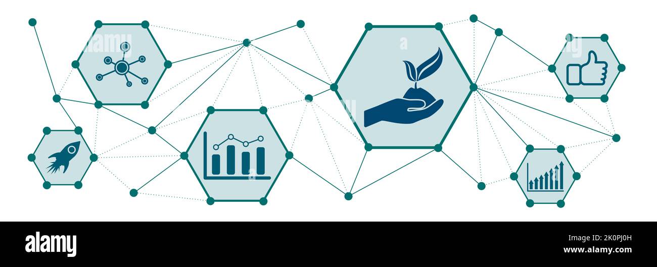 Concept of growth with connected icons Stock Photo Alamy