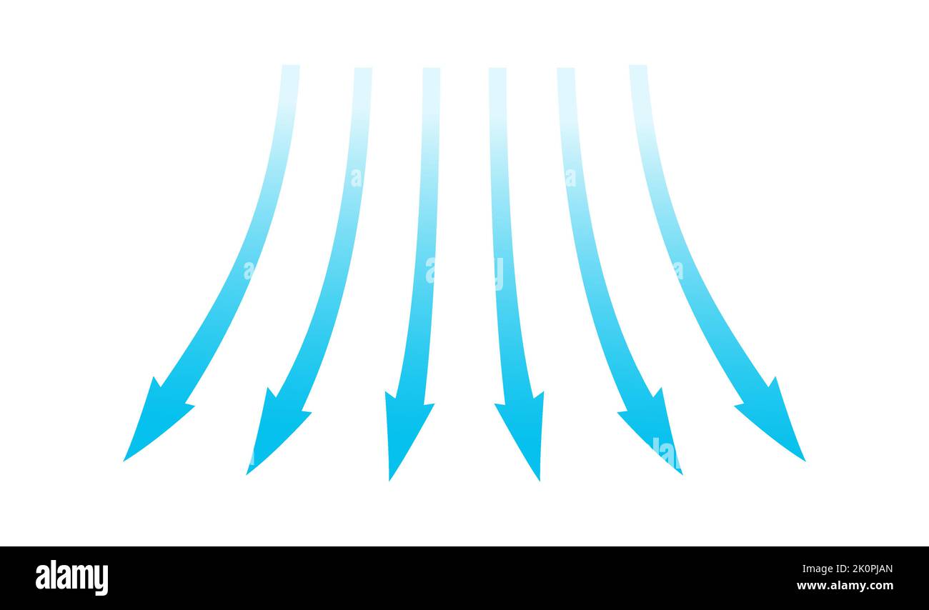 Air Flow. Blue Arrows Showing Direction Of Air Movement. Wind Direction 