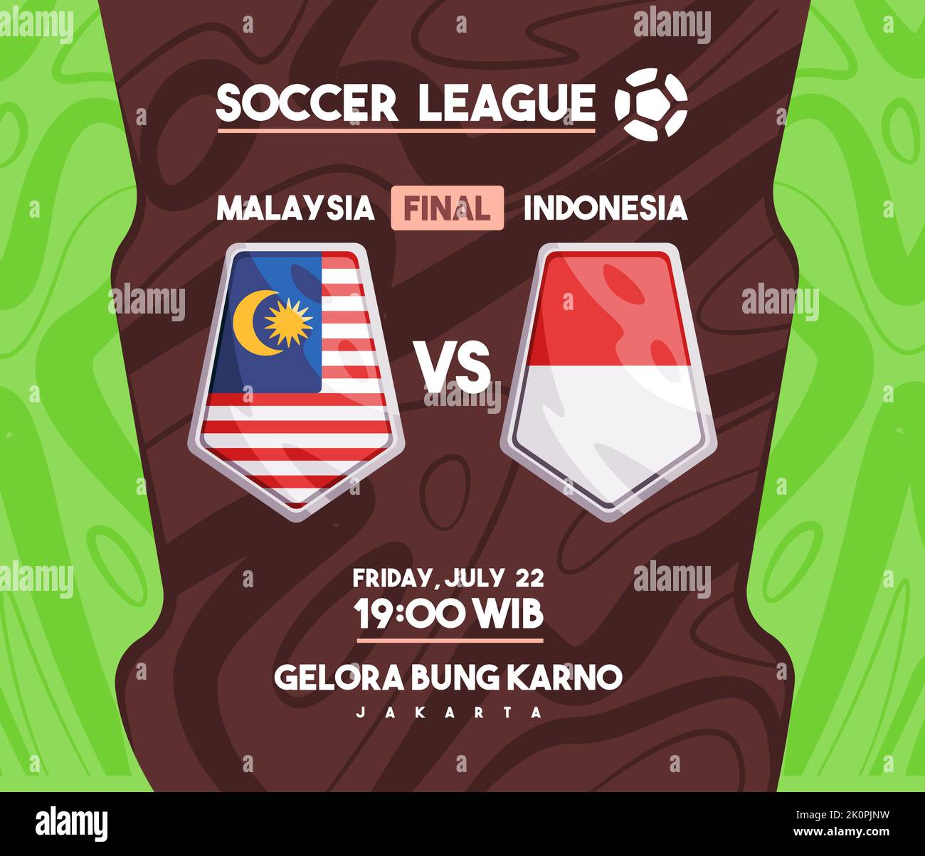 Soccer football competition score board Indonesia vs malaysia match Stock Vector