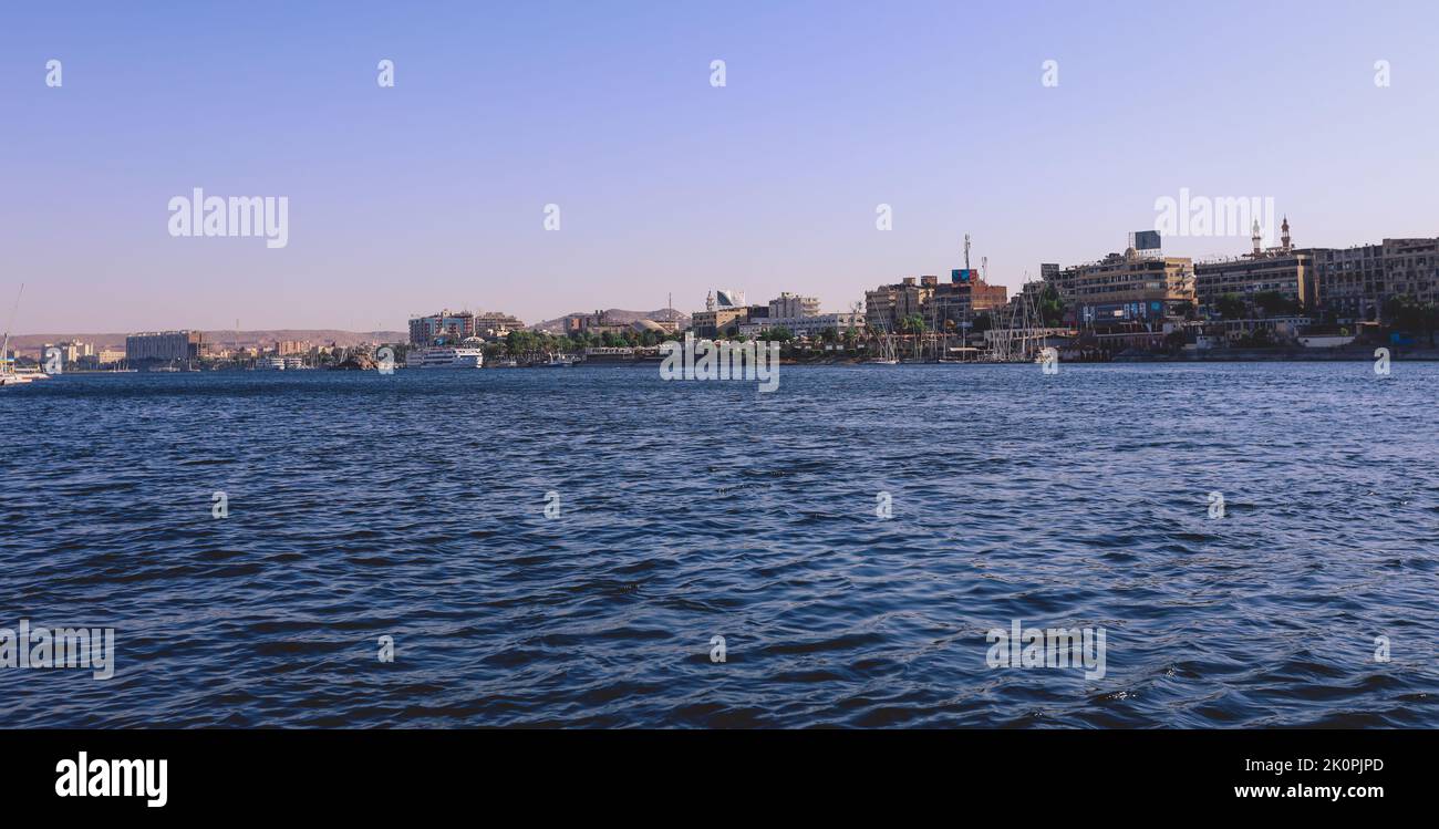 Aswan, Egypt - November 15, 2020: View to the Nile River Panoramic View ...