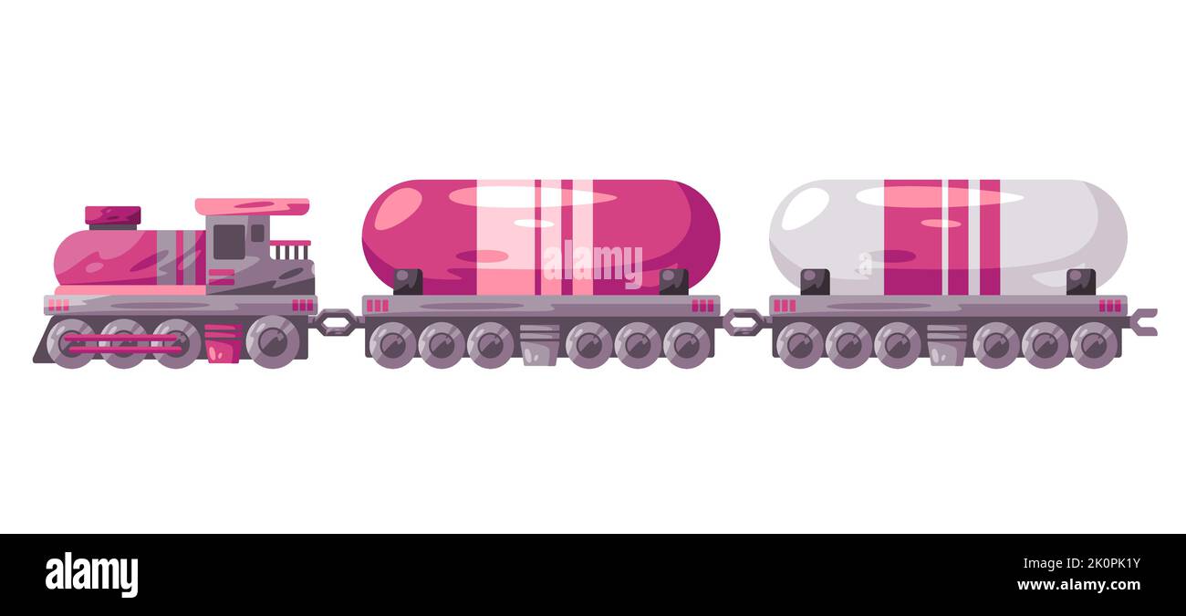 Liquid gas cargo tanker in train rail transport vehicle Stock Vector
