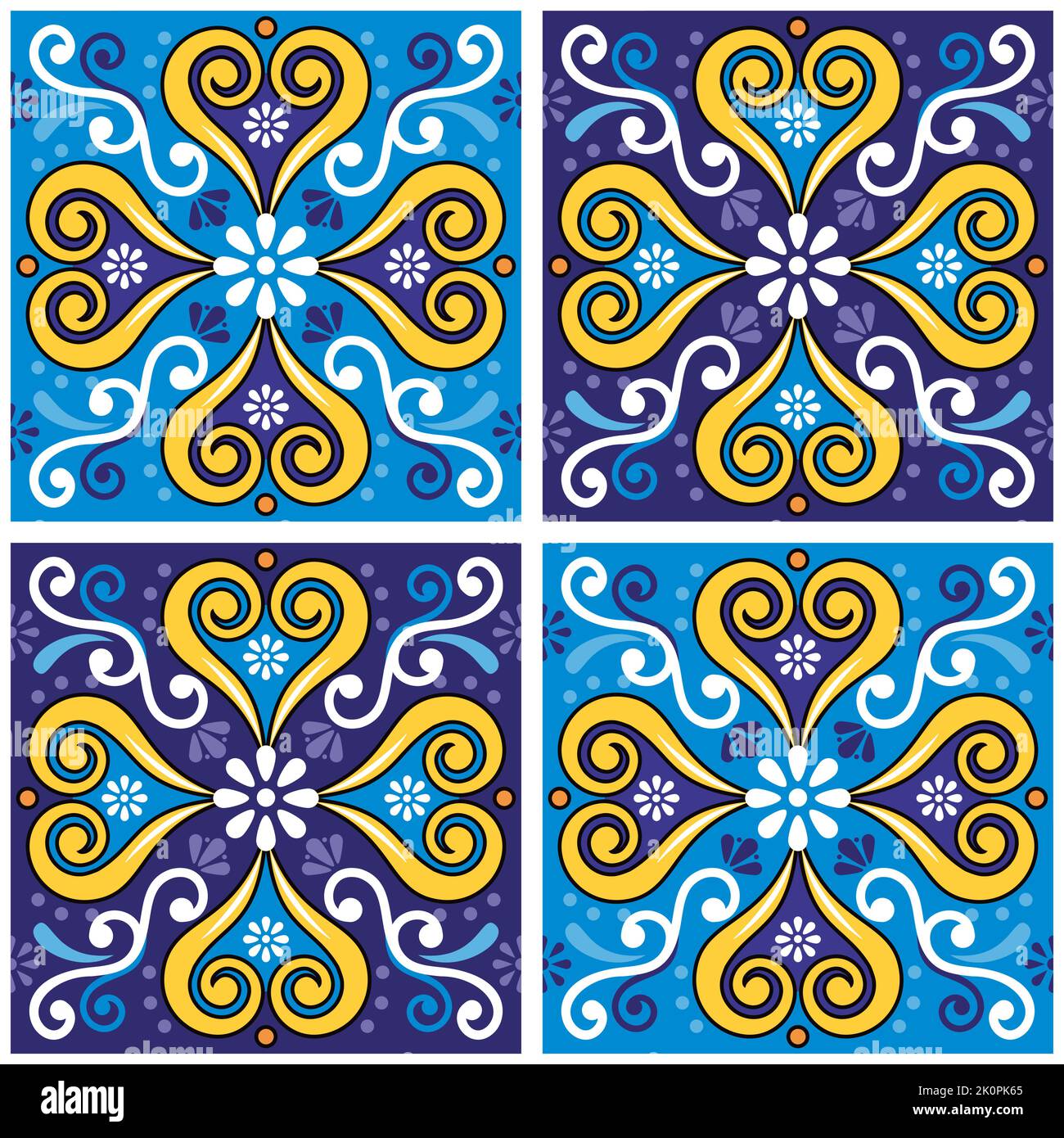 Seamless tile vector pattern inspired by talavera art from Mexico ...