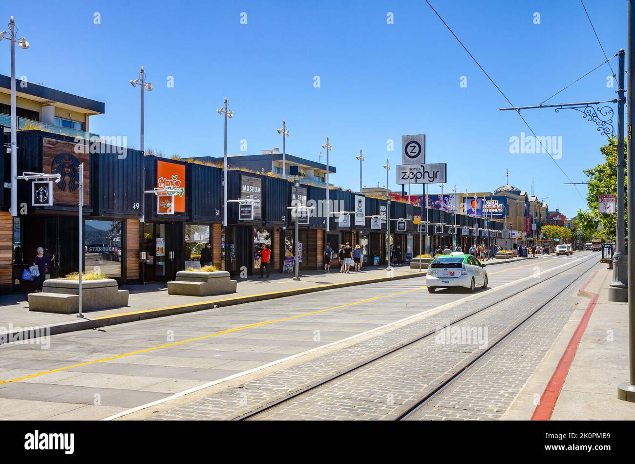 A view long Jefferson Street in San Francisco, California. Stock Photo