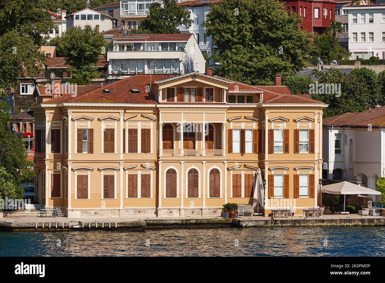 Traditional wooden waterfront houses in the Bosphorus strait. Istanbul. Turkey Stock Photo Alamy