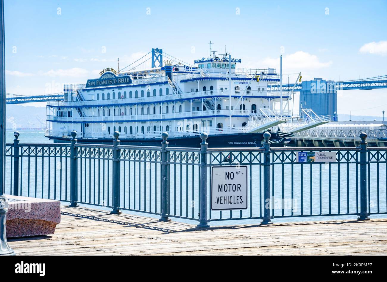Cruise boat San Francisco Belle seen moored at San Francisco in California, USA Stock Photo