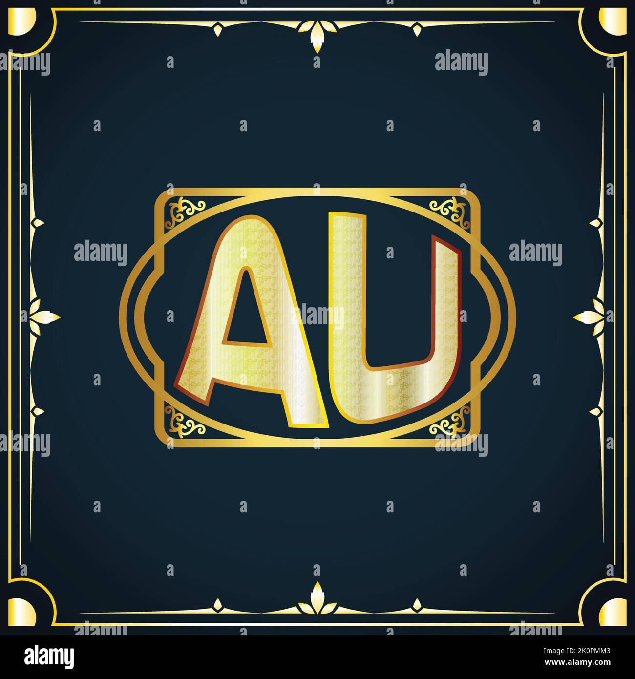 Initial letter AU royal luxury logo template Stock Vector