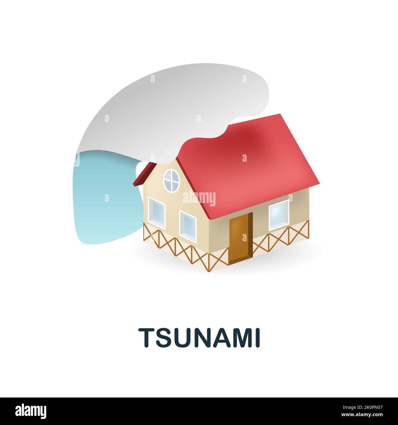 Tsunami icon. 3d illustration from climate change collection. Creative Tsunami 3d icon for web design, templates, infographics and more Stock Vector