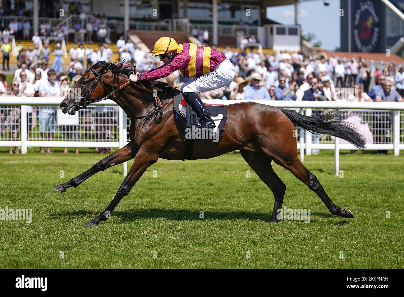 File photo dated 16-07-2021 of Jack Mitchell riding Bayside Boy on their way to winning The bet365 EBF Novice Stakes. Bayside Boy appears to have been a very good opportunity in the Chasemore Farm Fortune Stakes at Sandown. Issue date: Tuesday September 13, 2022. Stock Photo