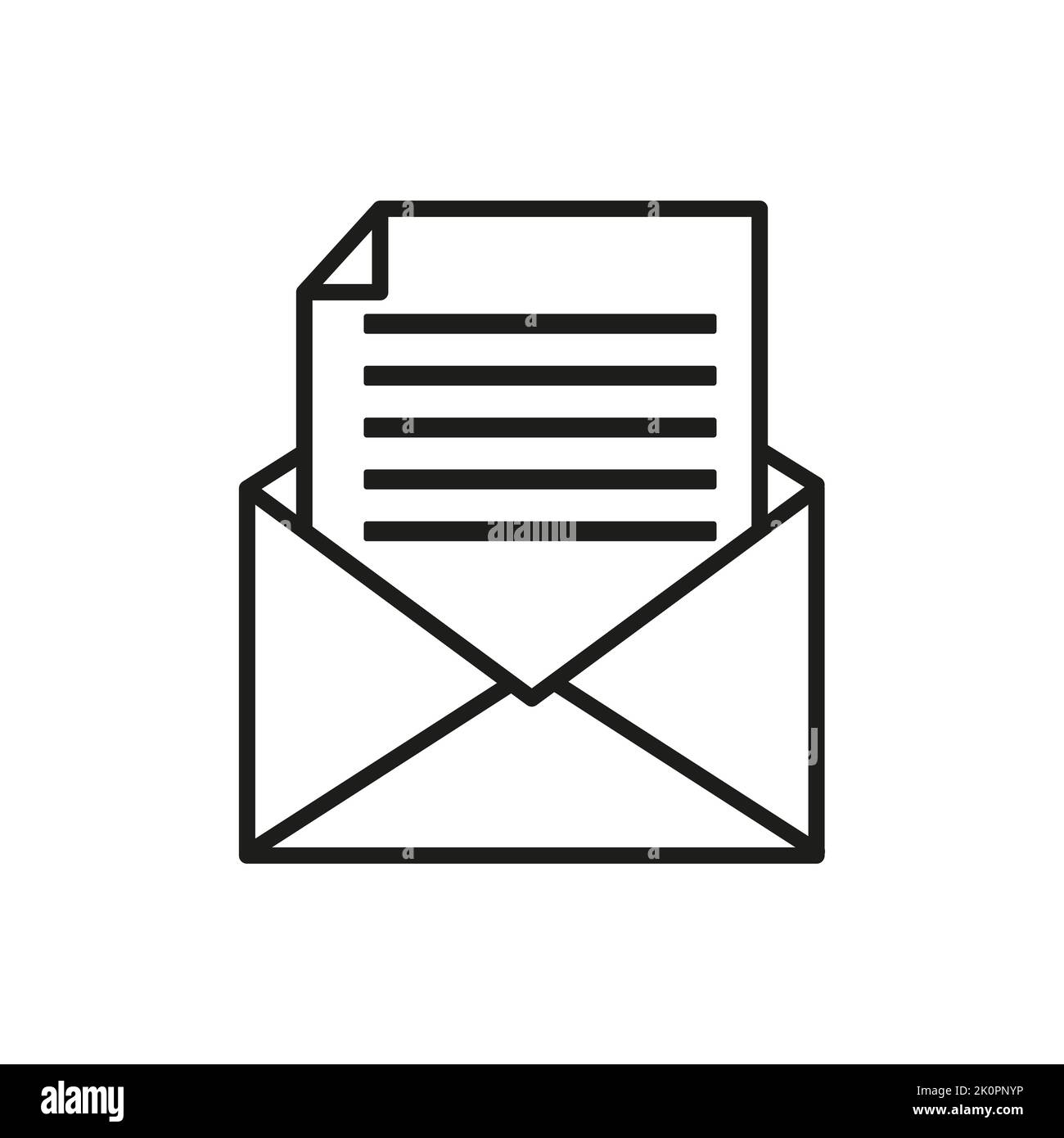 Vector Black and whiter icon an envelope with a letter Stock Vector