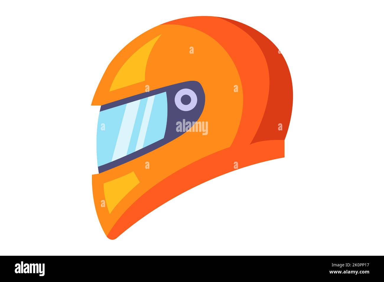 orange motorcycle helmet. head protection with a headgear. flat vector