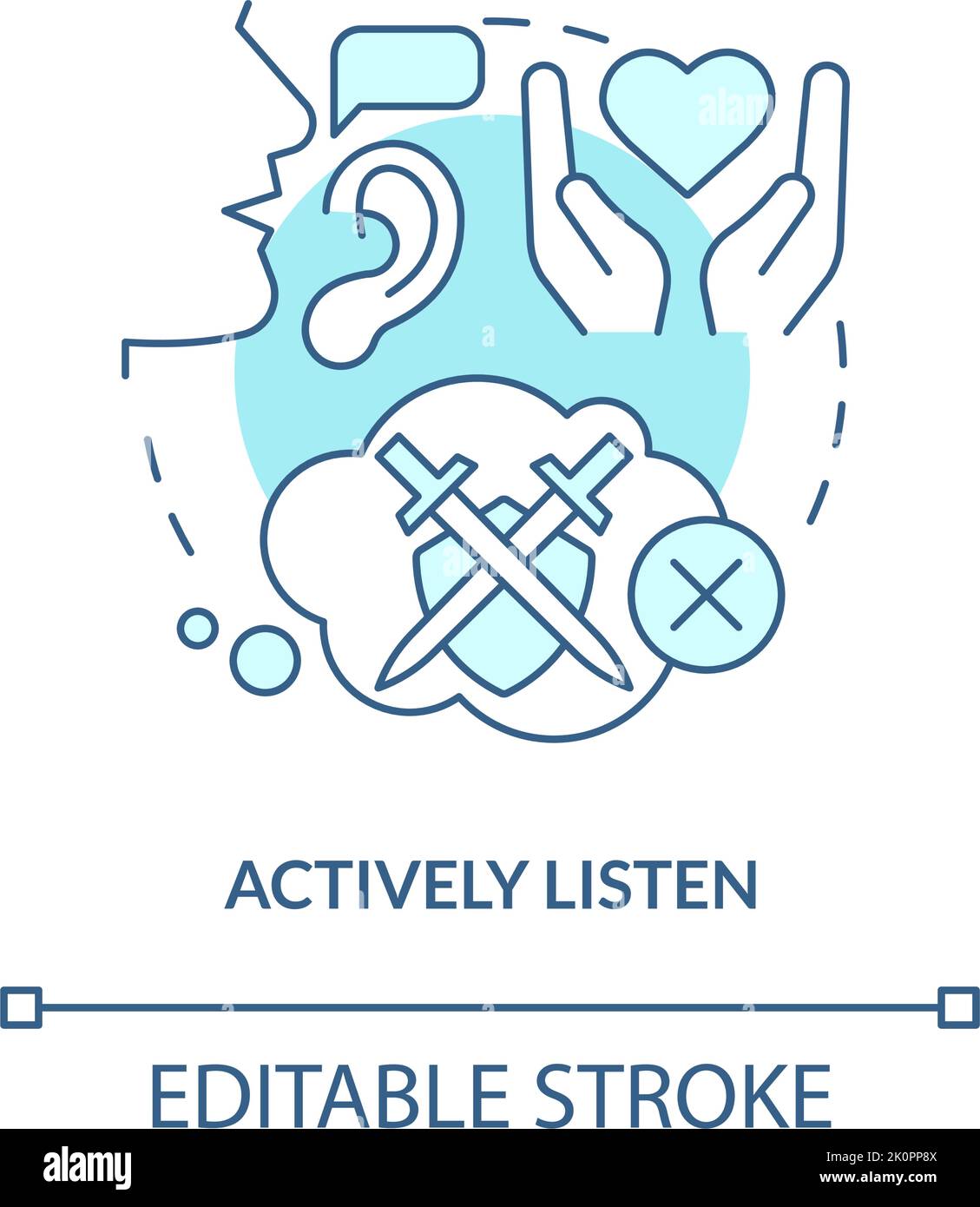 Actively listen turquoise concept icon Stock Vector