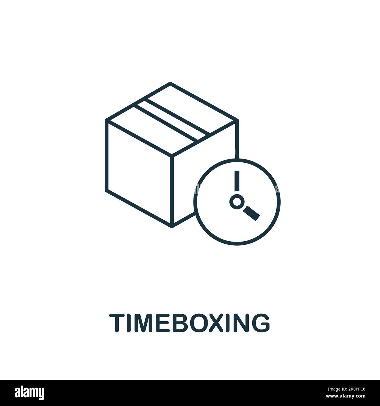 Timeboxing icon. Creative element sign from agile method collection. Monochrome Timeboxing icon for templates, infographics and more. Stock Vector