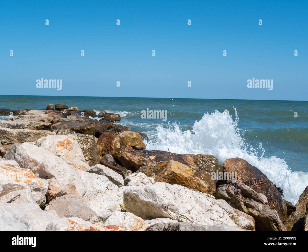 Rocks on the Adriatic Sea in Comacchio Italy Stock Photo