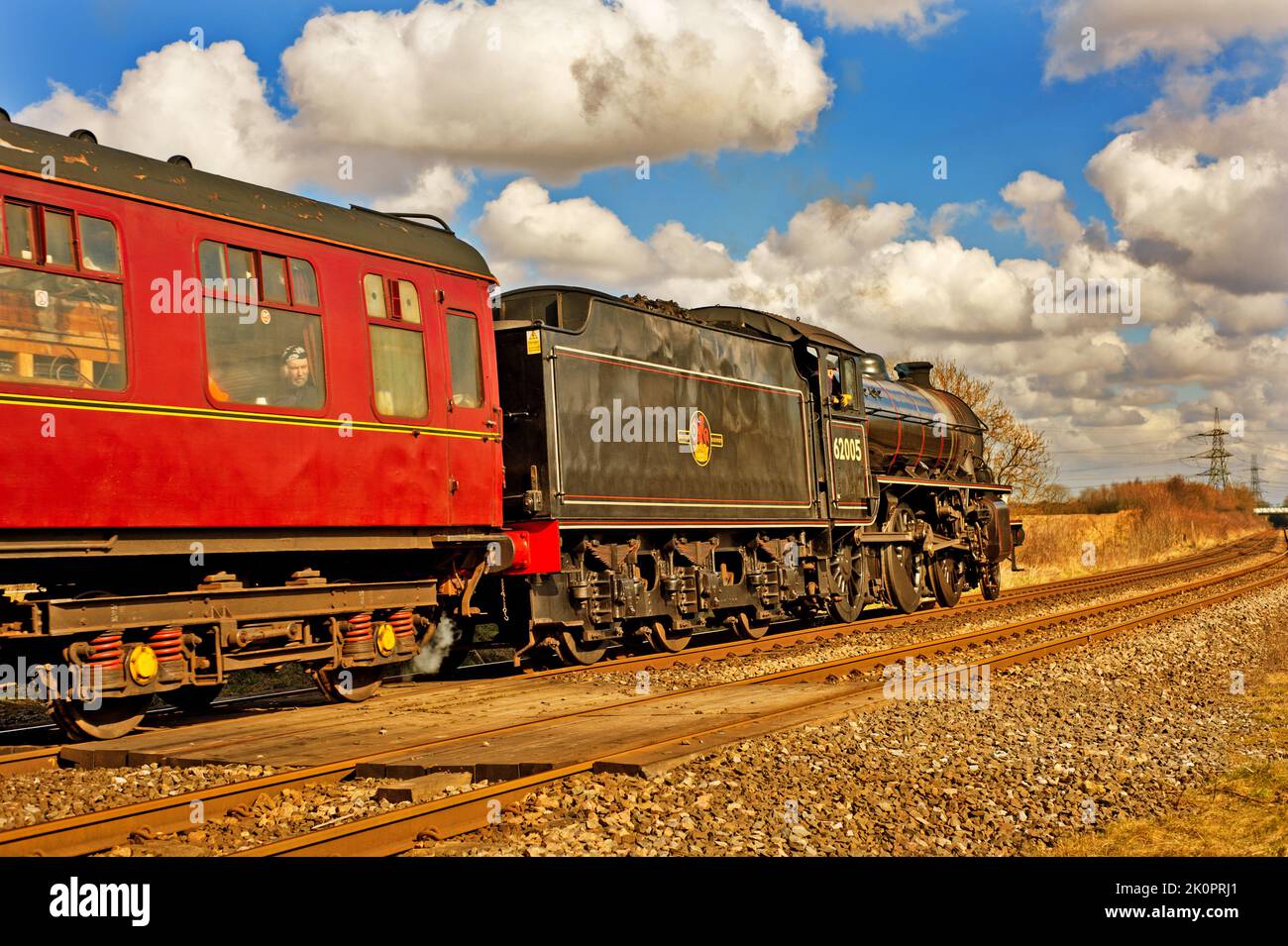 K1 class no 62005 passing the site of Redmarshall Station, Stockton on Tees, Cleveland, England Stock Photo