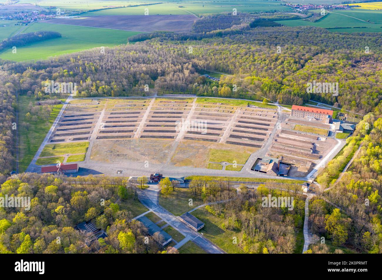 Luftbildaufnahmen Konzentrationslager und Gedenkstätte Buchenwald bei Weimar Stock Photo